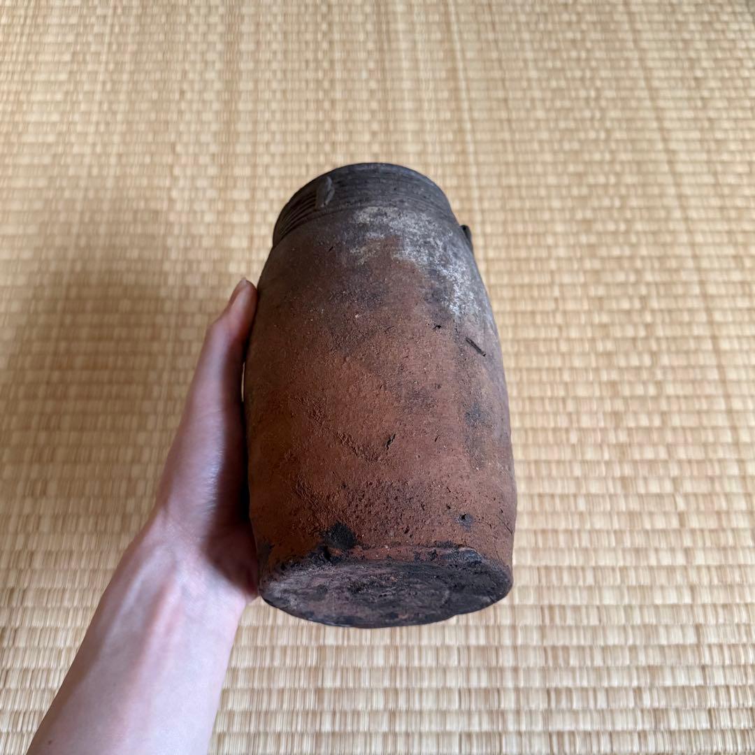 南蛮 能野焼 筒花入 旅枕 壺 江戸時代 種子島焼 南蛮焼 古薩摩 古美術 骨董