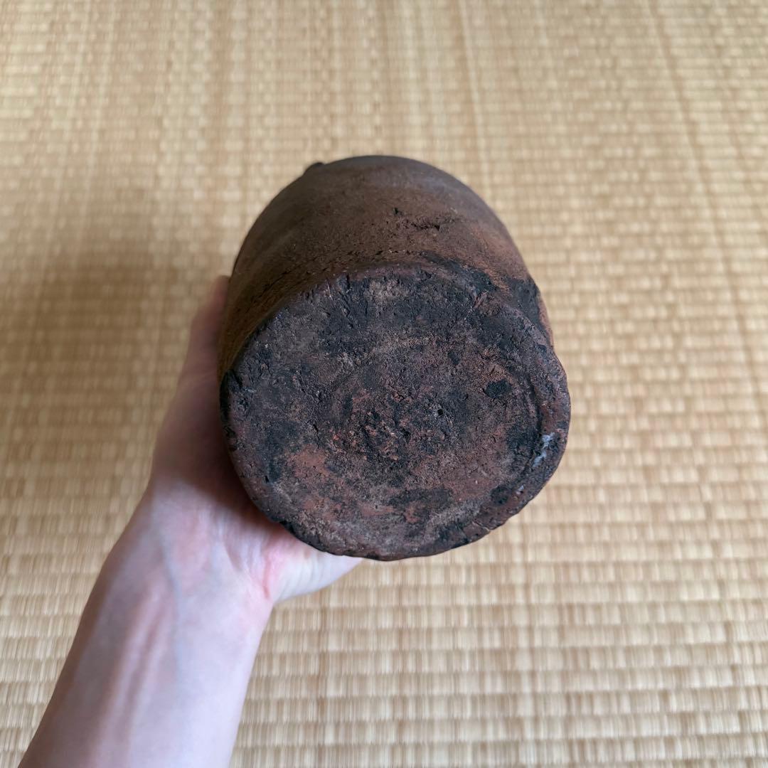 南蛮 能野焼 筒花入 旅枕 壺 江戸時代 種子島焼 南蛮焼 古薩摩 古美術 骨董