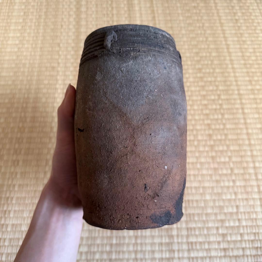 南蛮 能野焼 筒花入 旅枕 壺 江戸時代 種子島焼 南蛮焼 古薩摩 古美術 骨董