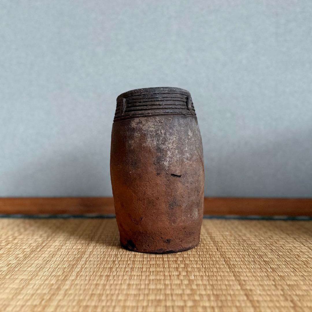 南蛮 能野焼 筒花入 旅枕 壺 江戸時代 種子島焼 南蛮焼 古薩摩 古美術 骨董