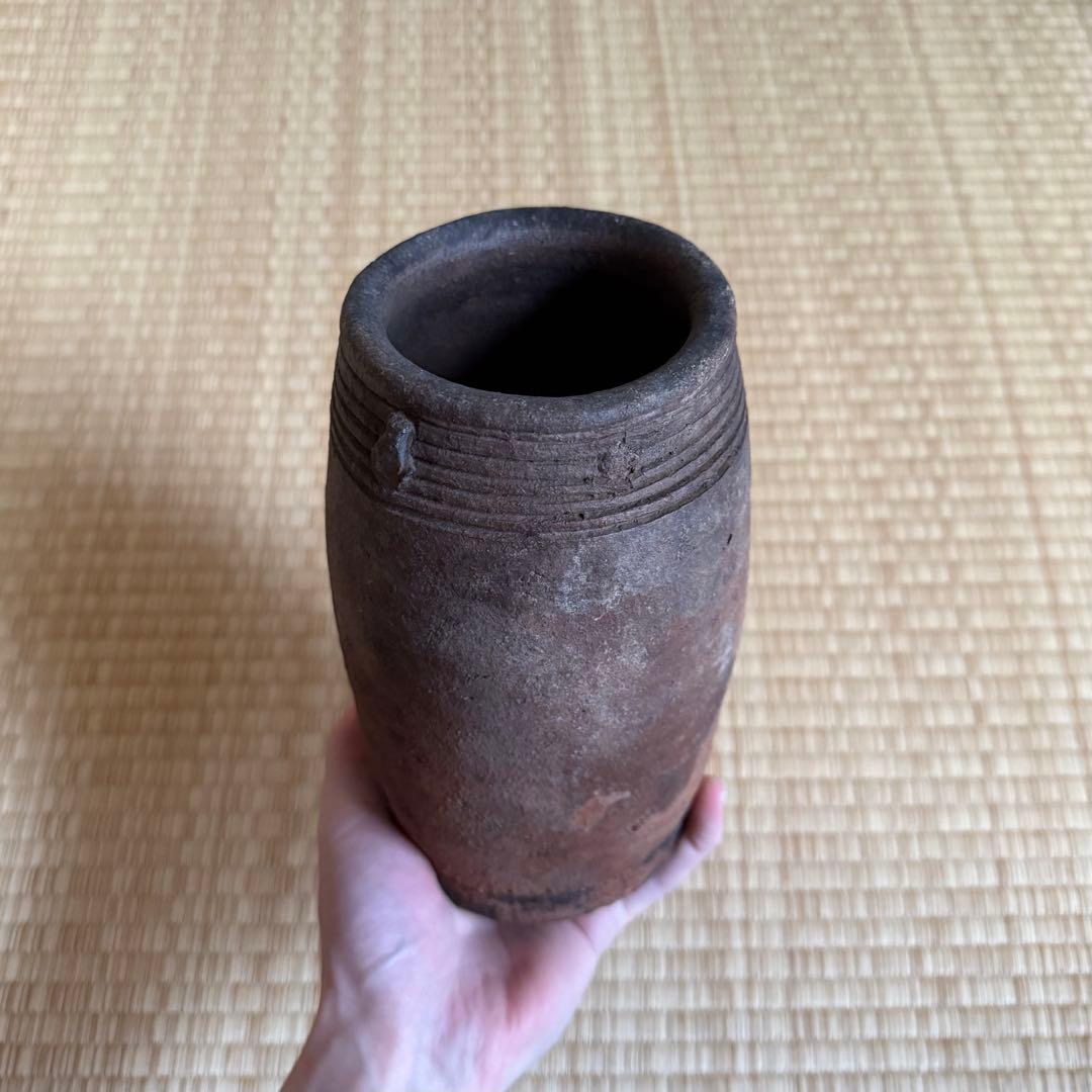 南蛮 能野焼 筒花入 旅枕 壺 江戸時代 種子島焼 南蛮焼 古薩摩 古美術 骨董