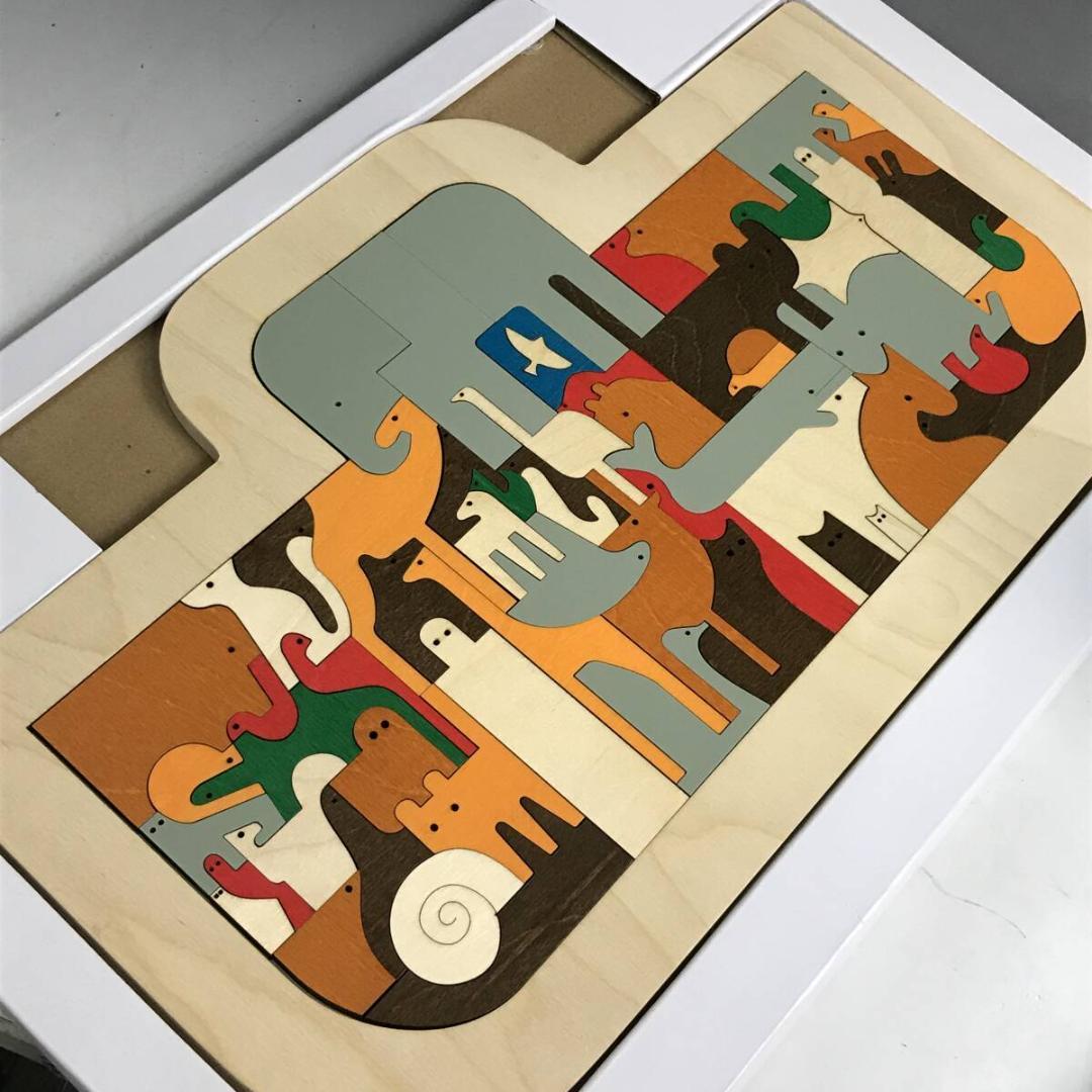 e Luck (ジョージラック) 大きな木製 動物パズル