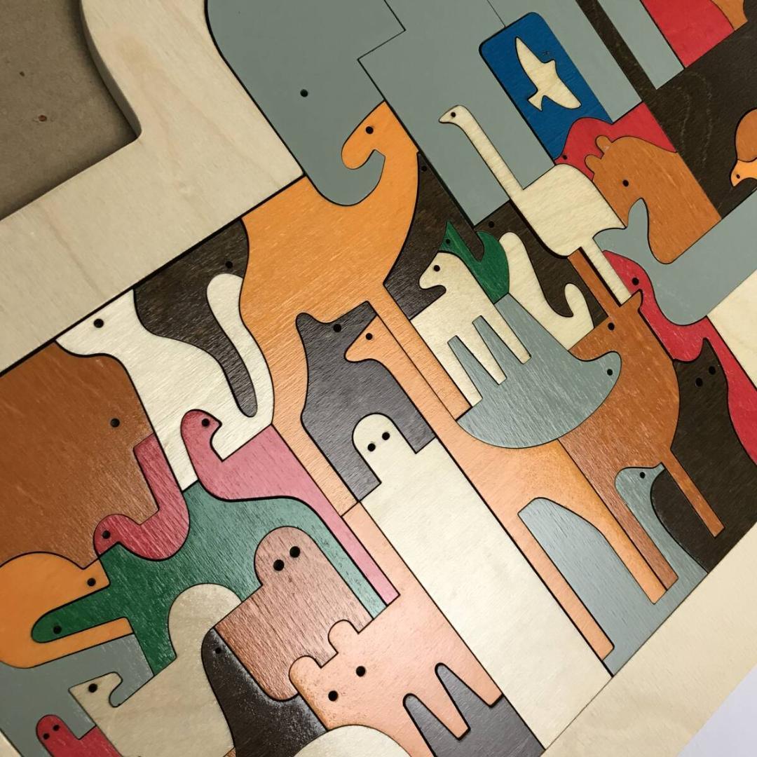 e Luck (ジョージラック) 大きな木製 動物パズル