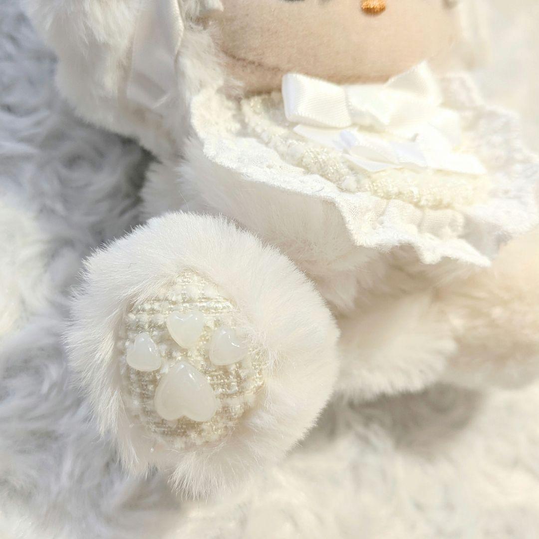 ハンドメイド ぬい服 着ぐるみ お座り ツイード 白 猫