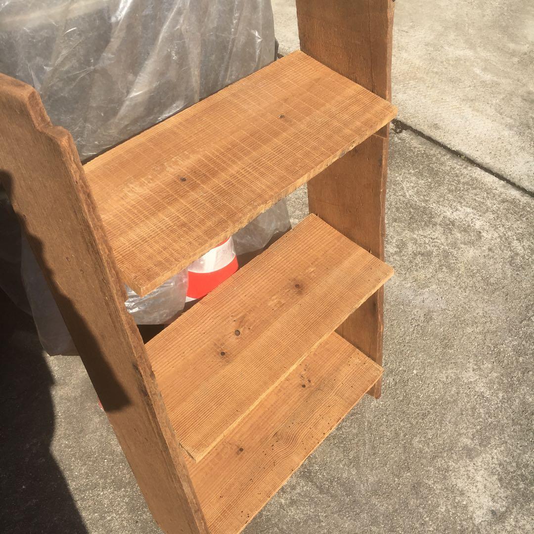 ガーデン　インテリア　ラダーシェルフ　3段ラック　木材　古材　シャビー