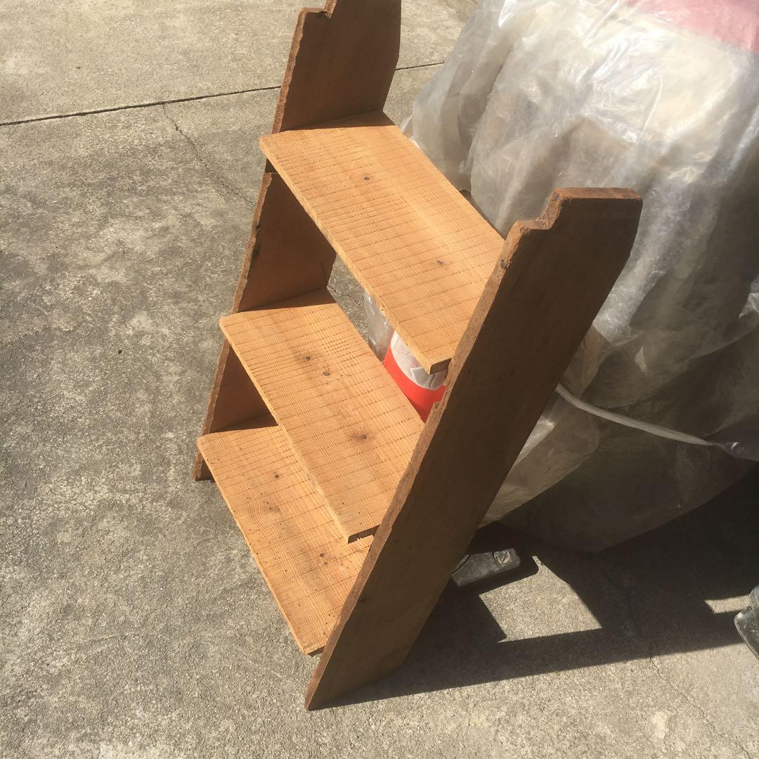 ガーデン　インテリア　ラダーシェルフ　3段ラック　木材　古材　シャビー