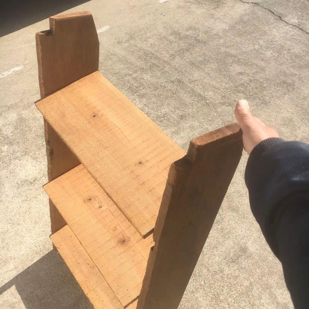 ガーデン　インテリア　ラダーシェルフ　3段ラック　木材　古材　シャビー