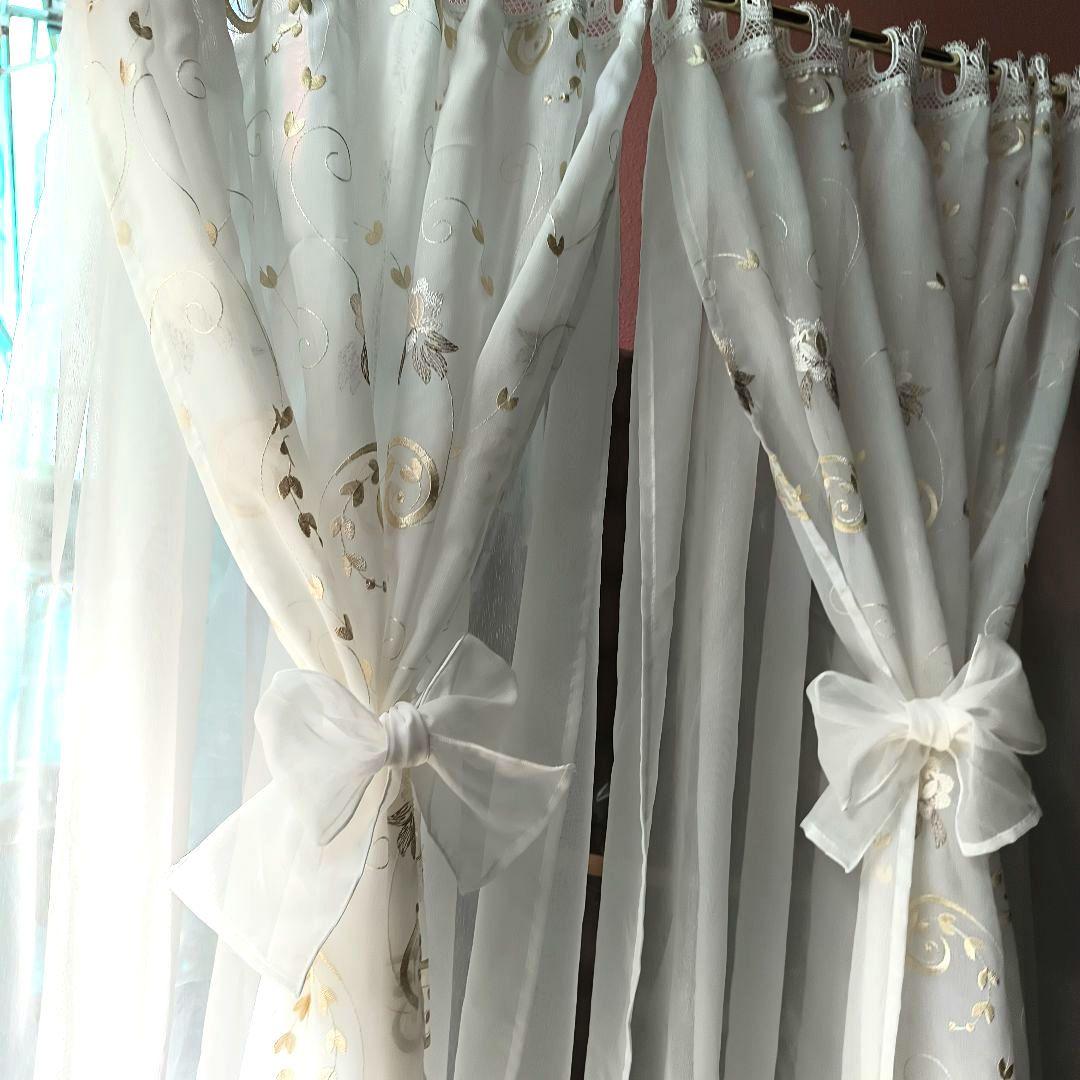 カフェカーテン【ピコ様オーダー品　トルコレース　Wのれんスタイル】ハンドメイド