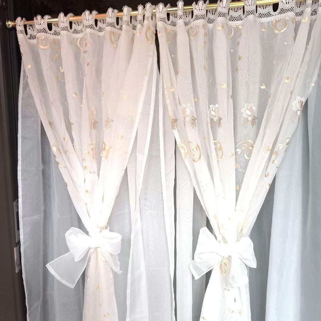 カフェカーテン【ピコ様オーダー品　トルコレース　Wのれんスタイル】ハンドメイド