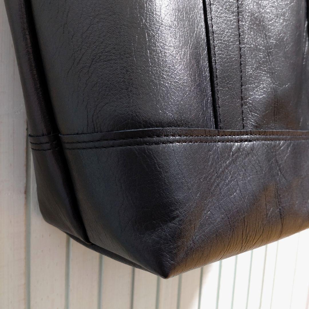 A4サイズ オールブラック☆カウレザートートバッグ