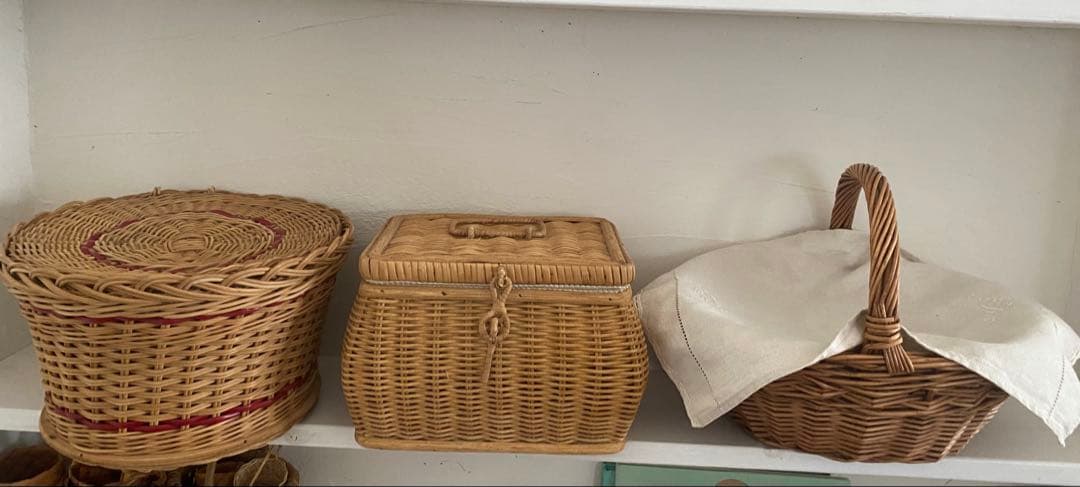 ソーイングバスケット　アンティーク　ビンテージ　かご