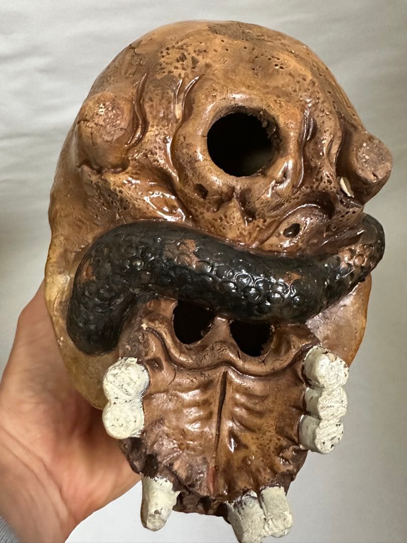 vintage antique skull snake 野ざらし 髑髏 蛇 陶器