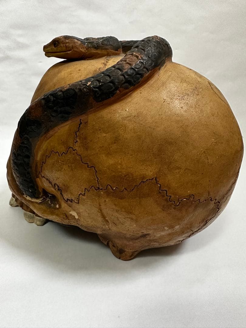 vintage antique skull snake 野ざらし 髑髏 蛇 陶器