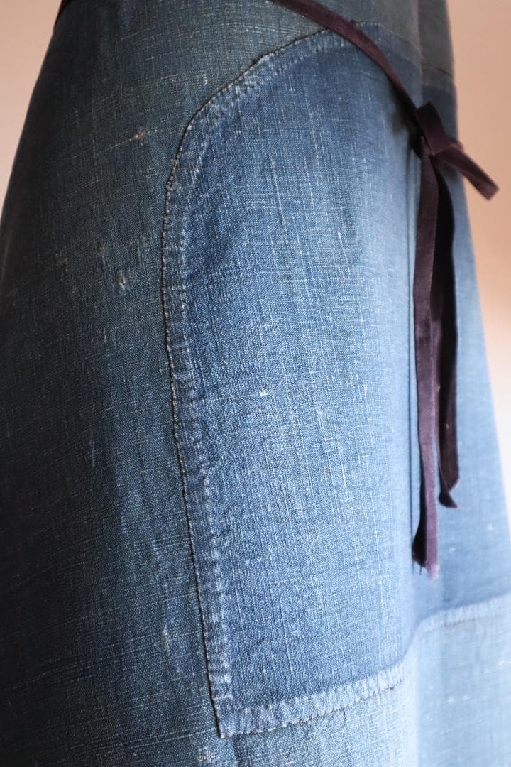 エプロン 1920s French Indigo Linen Apron