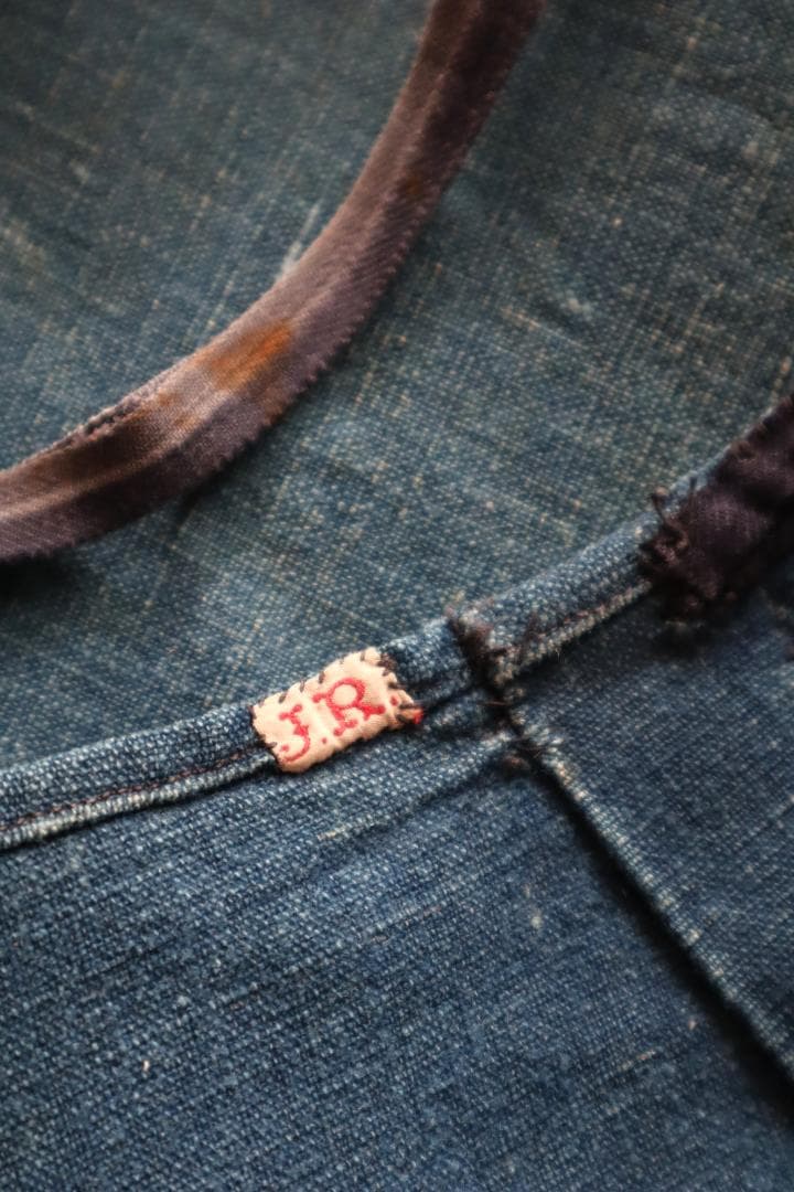 エプロン 1920s French Indigo Linen Apron