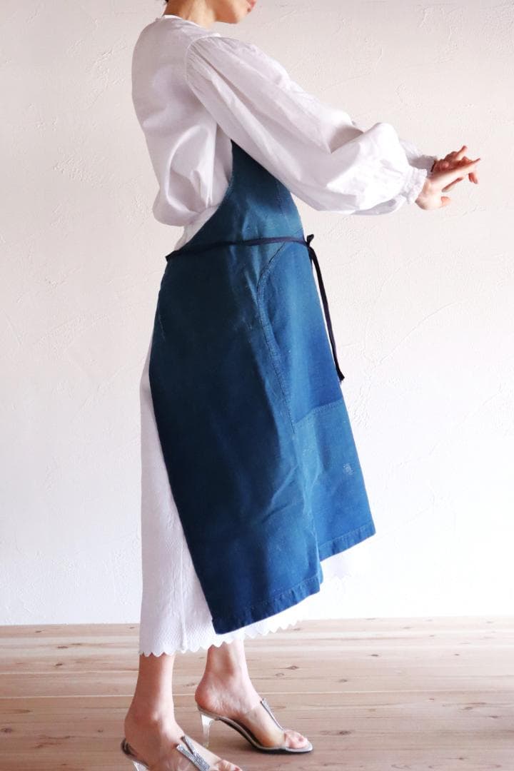 エプロン 1920s French Indigo Linen Apron