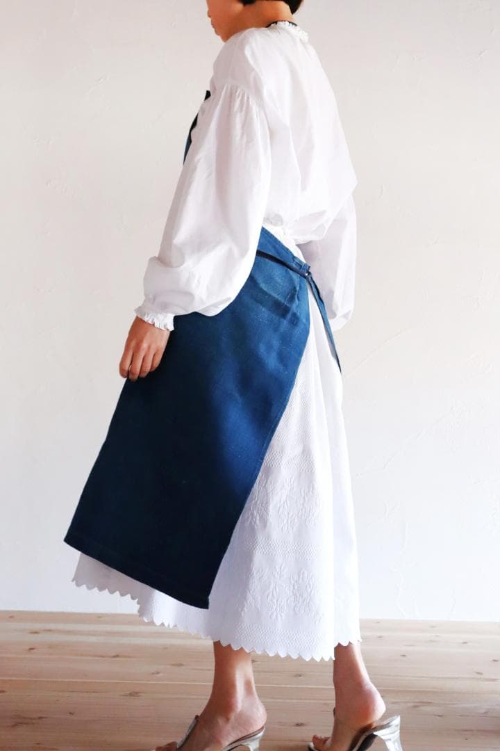 エプロン 1920s French Indigo Linen Apron