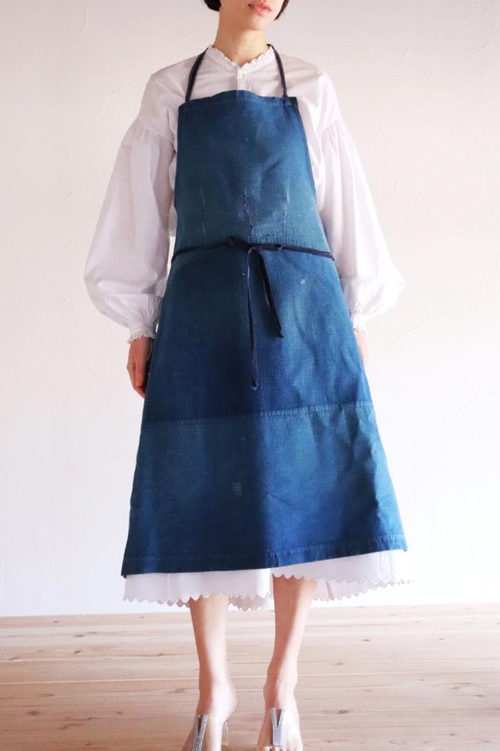 エプロン 1920s French Indigo Linen Apron