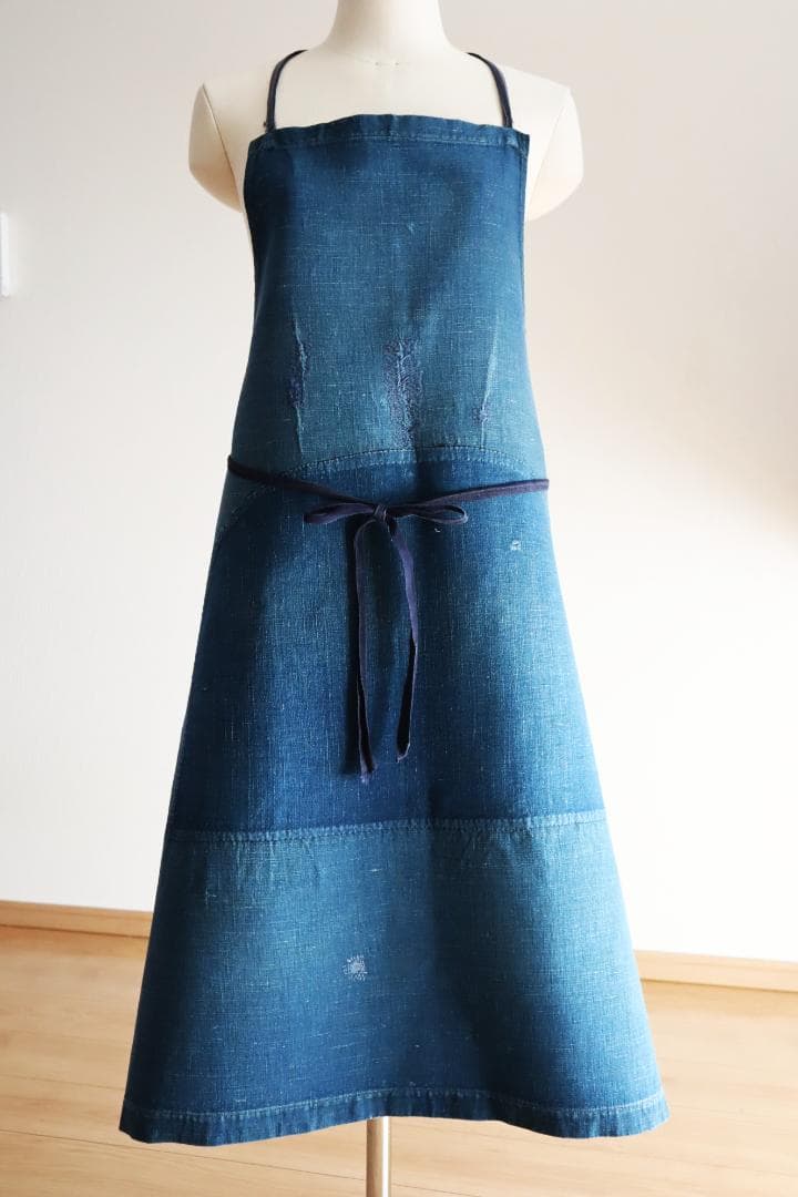 エプロン 1920s French Indigo Linen Apron