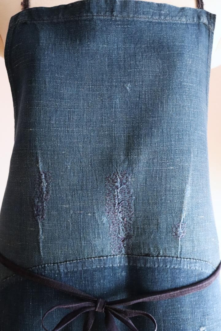 エプロン 1920s French Indigo Linen Apron