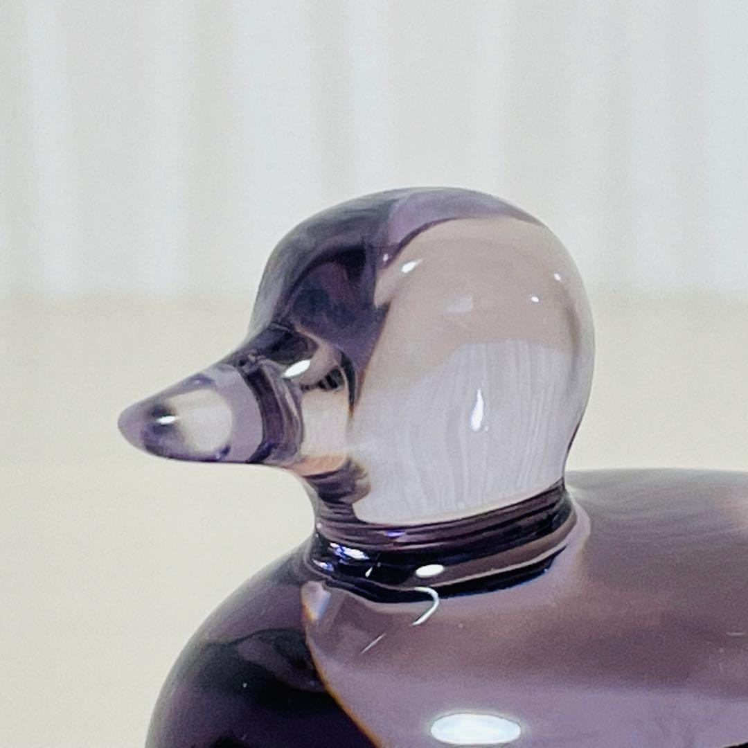 Baccarat バカラ アヒル 鳥 置物 クリスタル フィギュリン パープル