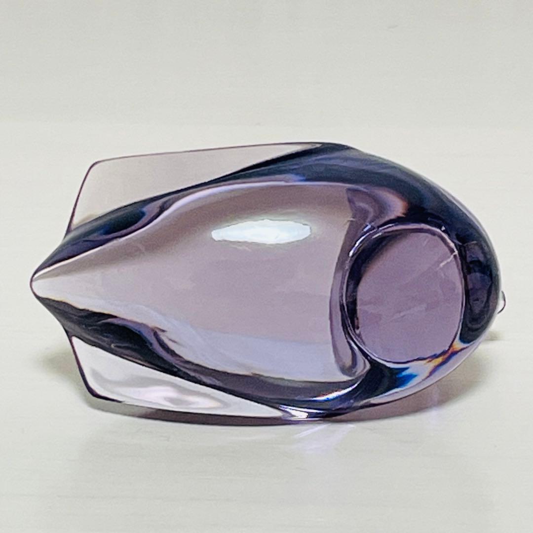 Baccarat バカラ アヒル 鳥 置物 クリスタル フィギュリン パープル