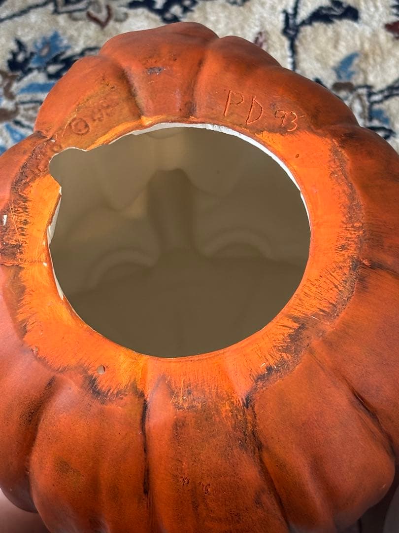 ハロウィン大きなかぼちゃ3体セット　陶器置物