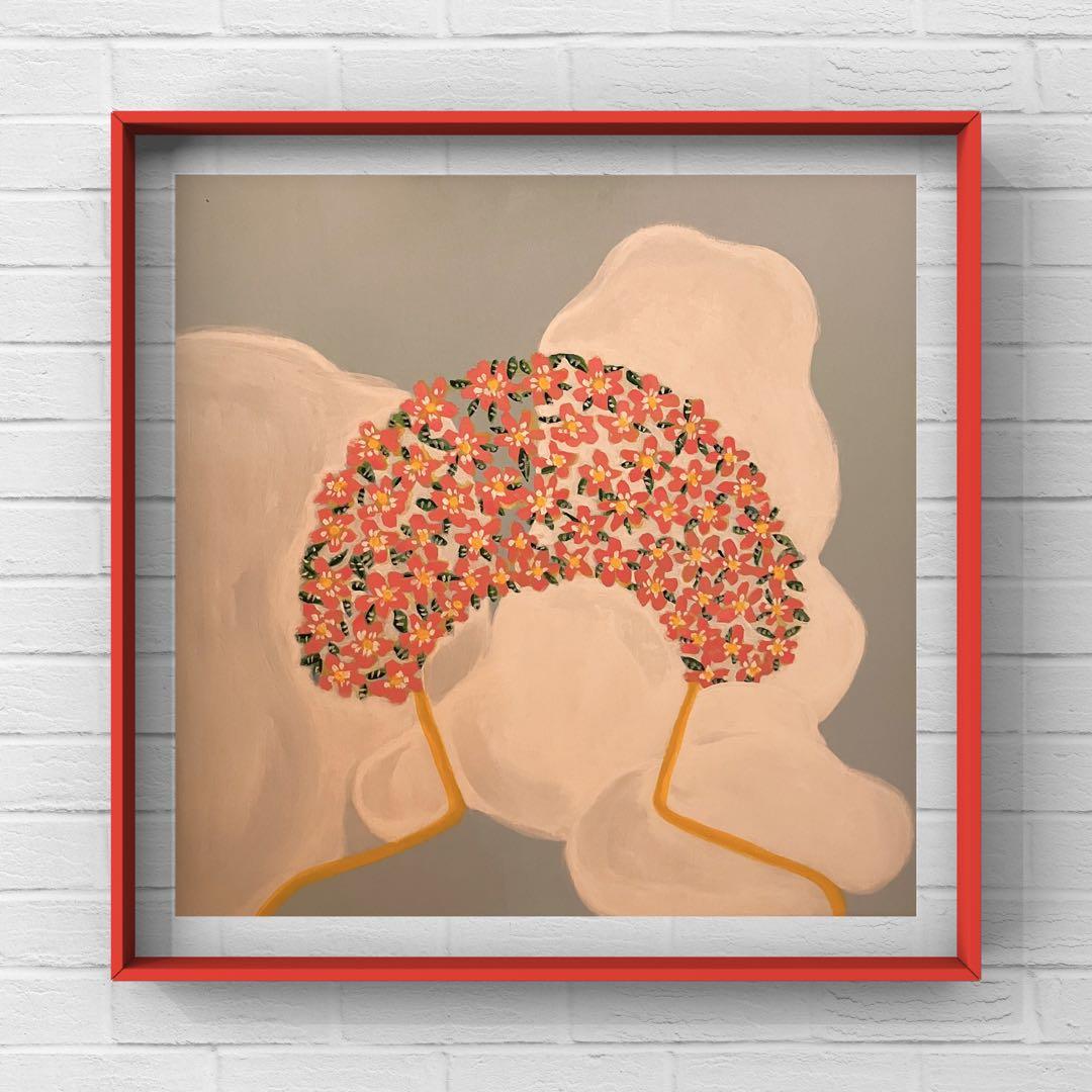 アクリル画 花のモチーフ