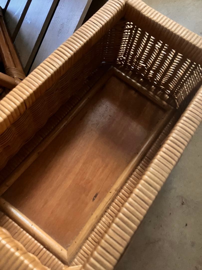 ラタン製チェスト 上部開閉　高級家具　引き出し　ランドリーラック