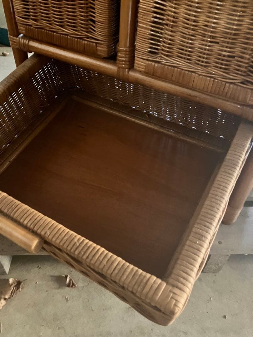 ラタン製チェスト 上部開閉　高級家具　引き出し　ランドリーラック