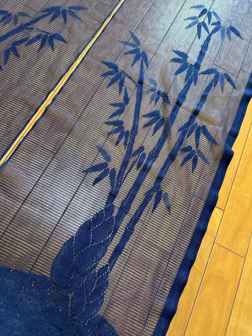 昭和レトロ 年代物 竹柄 レース のれん 和風 濃紺 84cm×138cm