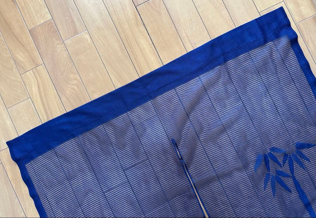 昭和レトロ 年代物 竹柄 レース のれん 和風 濃紺 84cm×138cm
