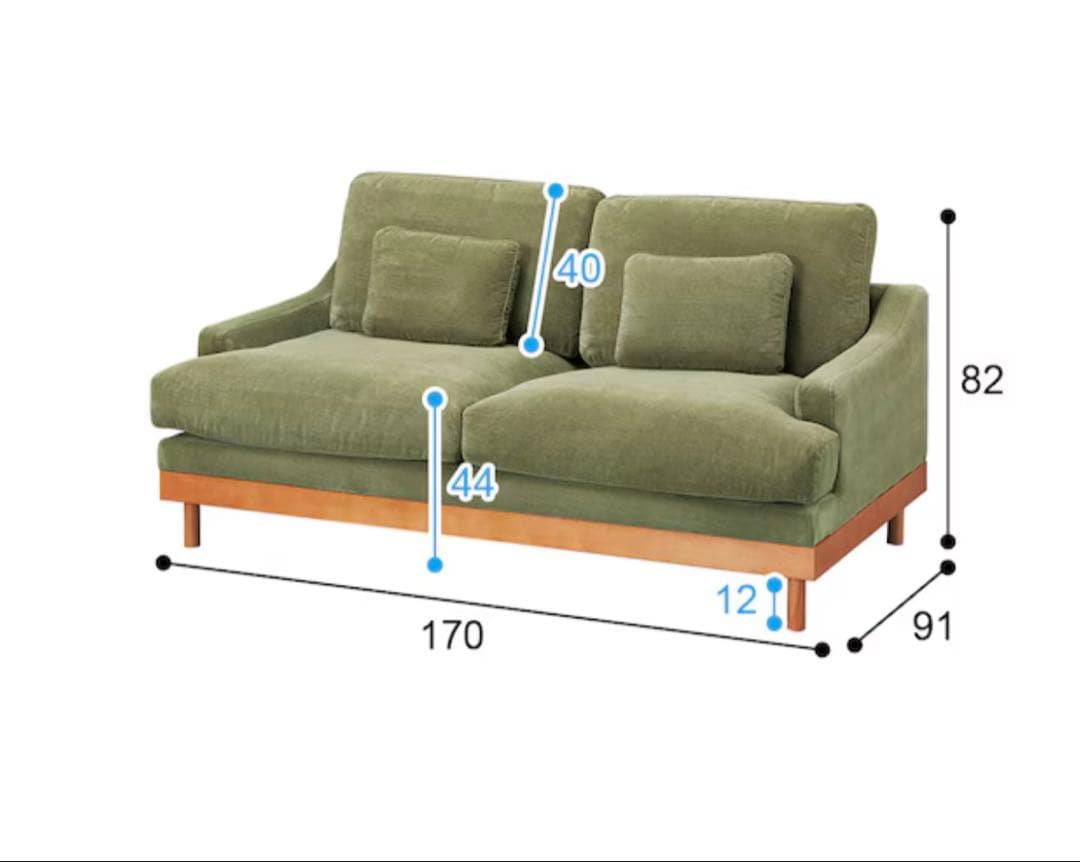 【美品】ニトリ 2人掛けソファ 布張りタイプ (LB03 GR)