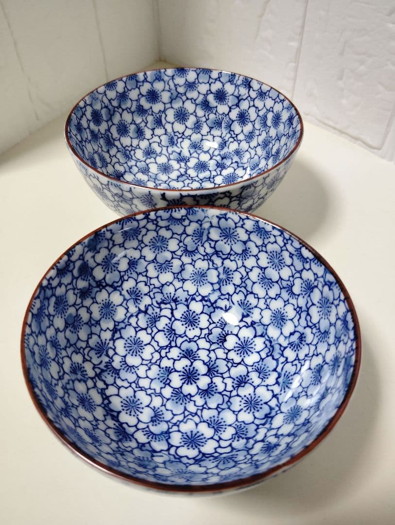 有田焼　賞美堂　其泉　花詰　青　飯碗と湯呑み　各ペア