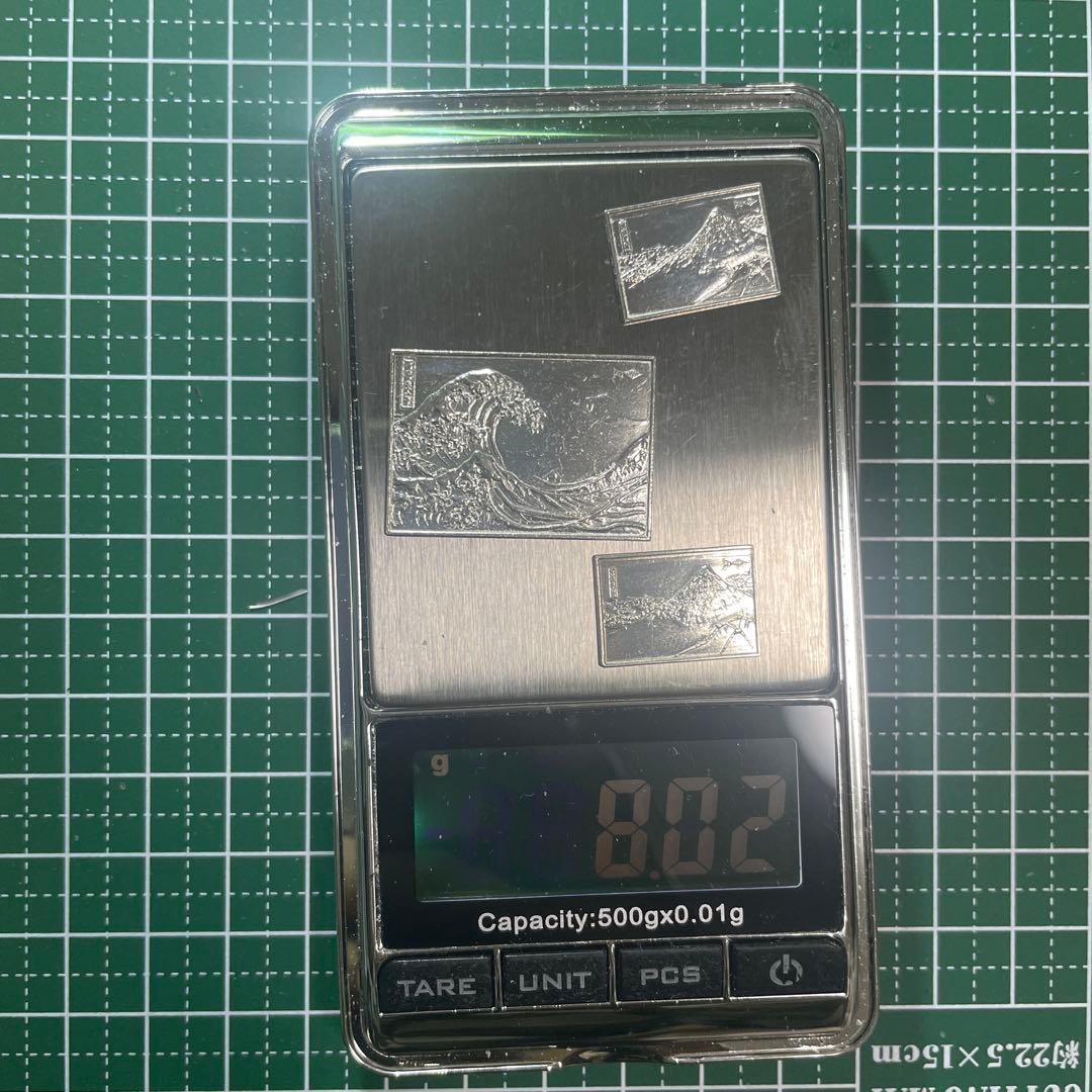 純銀レリーフ プレート ミニ 日本画彫刻3枚セット 8.02g ホールマーク有！