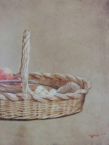 藤井勉、秋の篭、希少な額装用画集より、新品高級額装付、状態良好