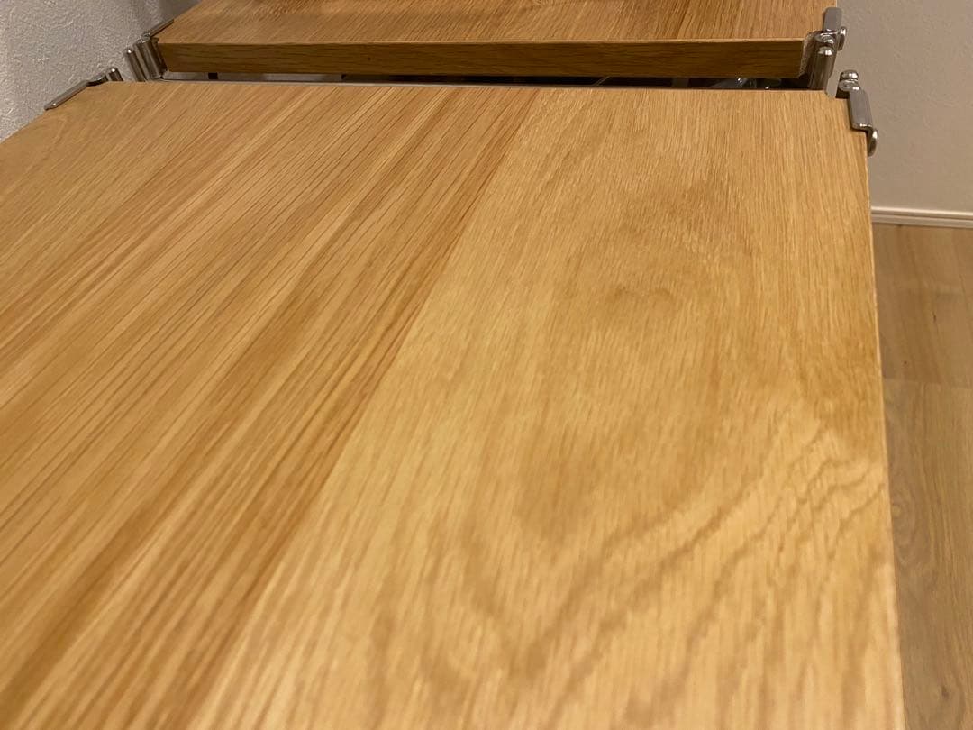 無印ステンレスユニットシェルフ　オーク材棚