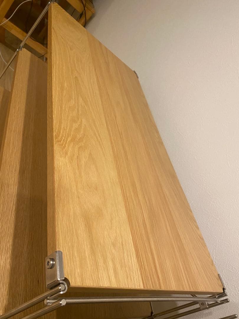 無印ステンレスユニットシェルフ　オーク材棚