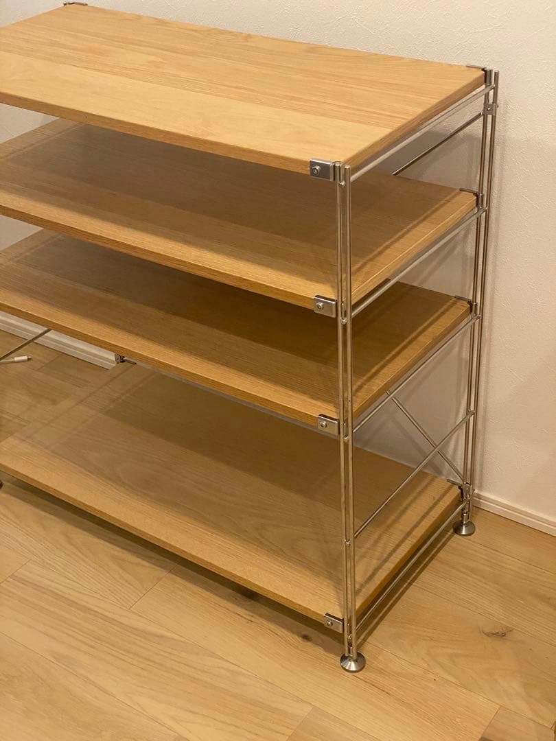 無印ステンレスユニットシェルフ　オーク材棚