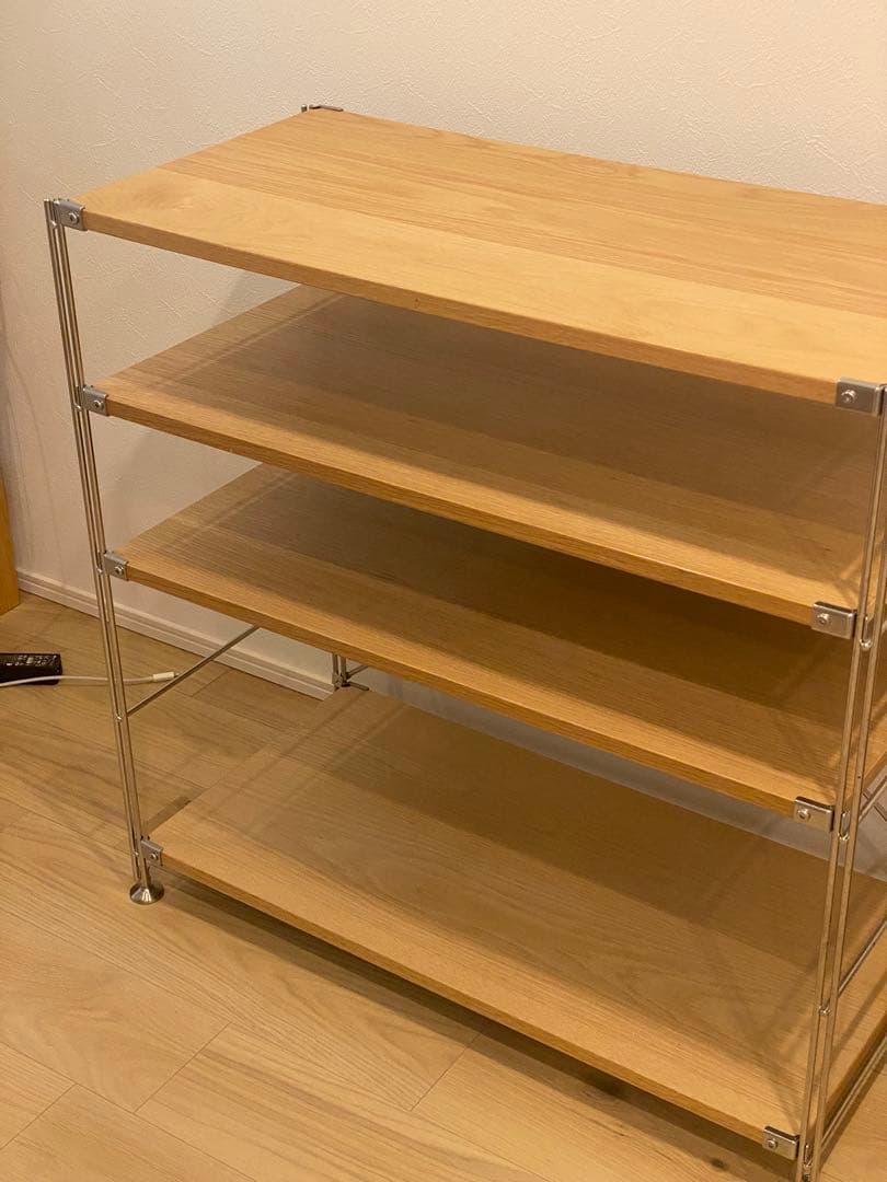 無印ステンレスユニットシェルフ　オーク材棚