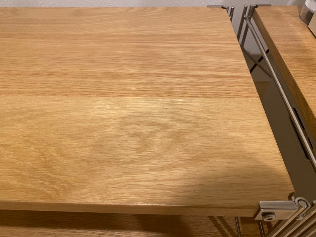 無印ステンレスユニットシェルフ　オーク材棚