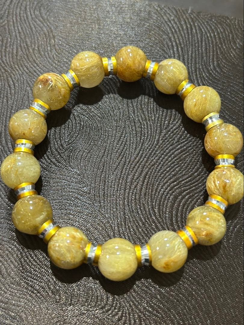 みっちり ルチルクォーツ 約10mm珠 内径16cm ブレスレット 天然石