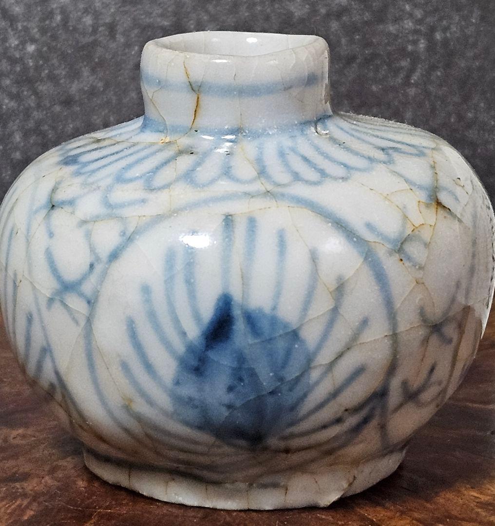 中国南方系　東南アジア古陶磁器　青華 安南　宋胡録　小壺　茶入れ　振り出し