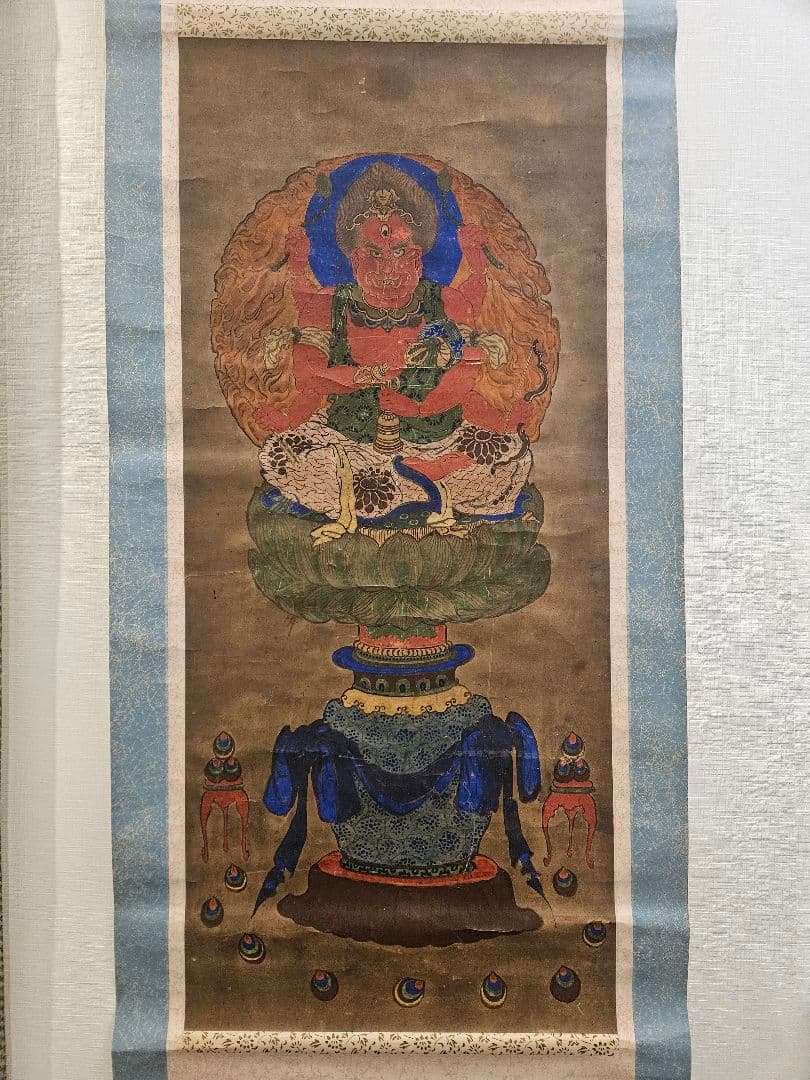 仏画 愛染明王 紙本 密教 時代物 仏教　古美術 　骨董品　掛軸