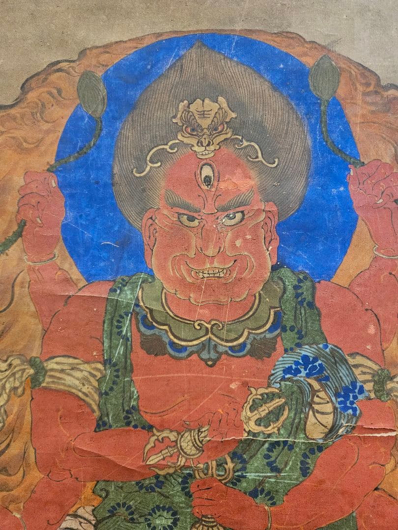 仏画 愛染明王 紙本 密教 時代物 仏教　古美術 　骨董品　掛軸