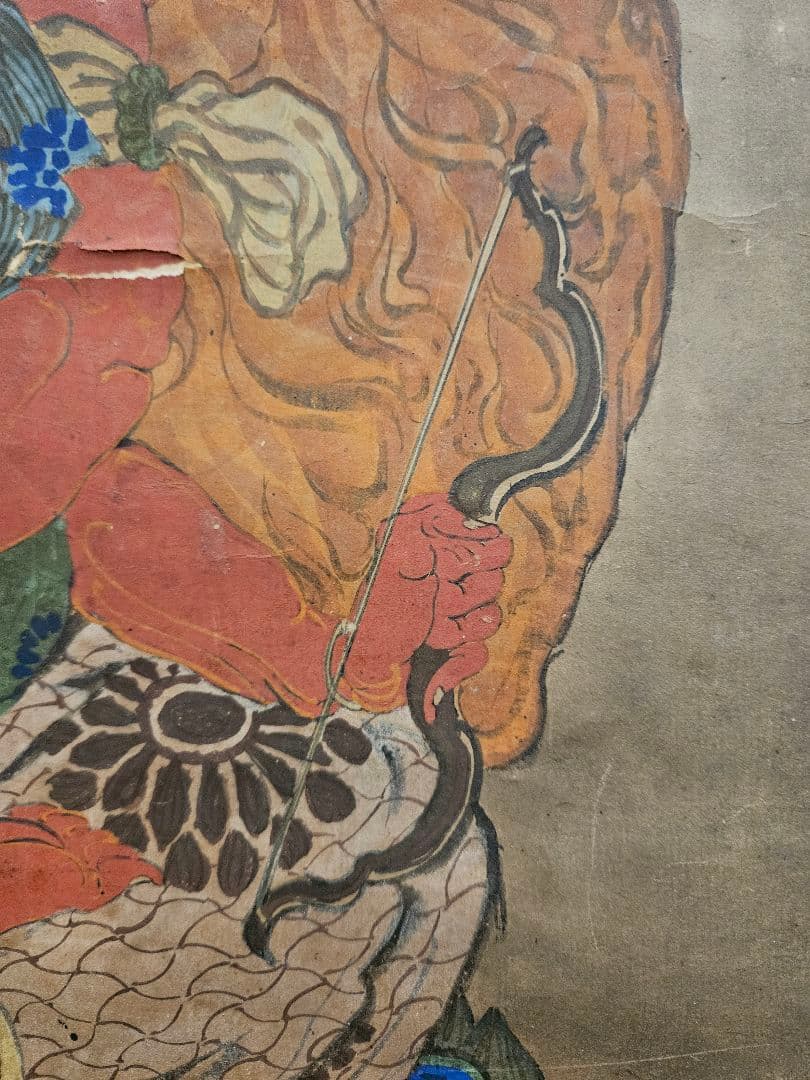 仏画 愛染明王 紙本 密教 時代物 仏教　古美術 　骨董品　掛軸