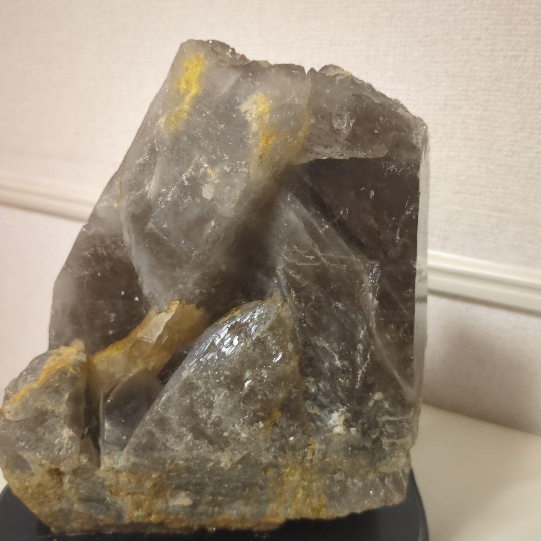 天然石雷水晶　ライジングストーン　置物 木製台座付き　最強