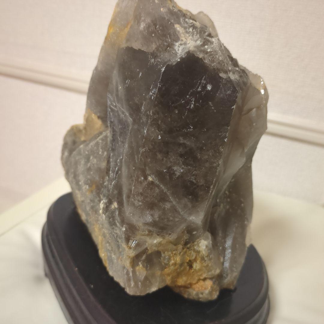 天然石雷水晶　ライジングストーン　置物 木製台座付き　最強