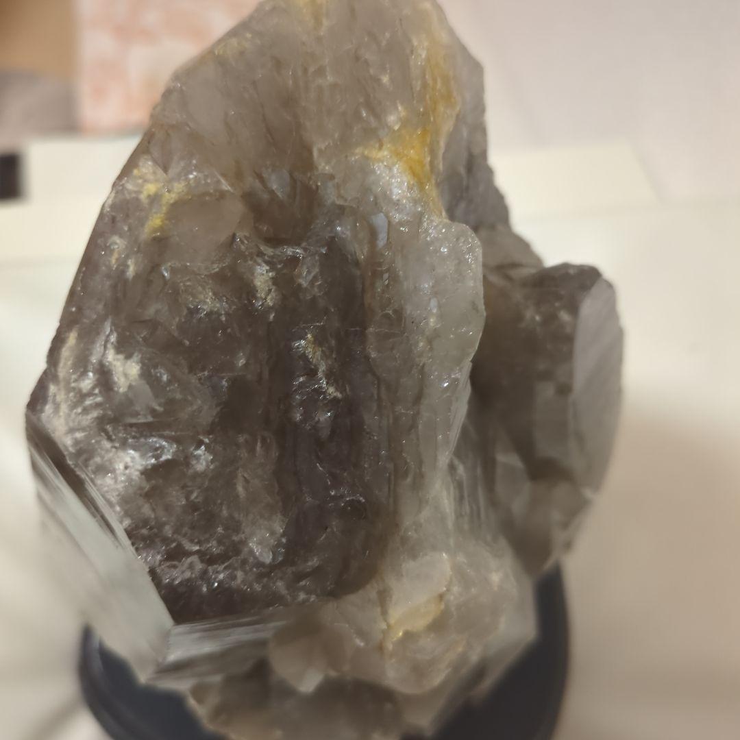 天然石雷水晶　ライジングストーン　置物 木製台座付き　最強