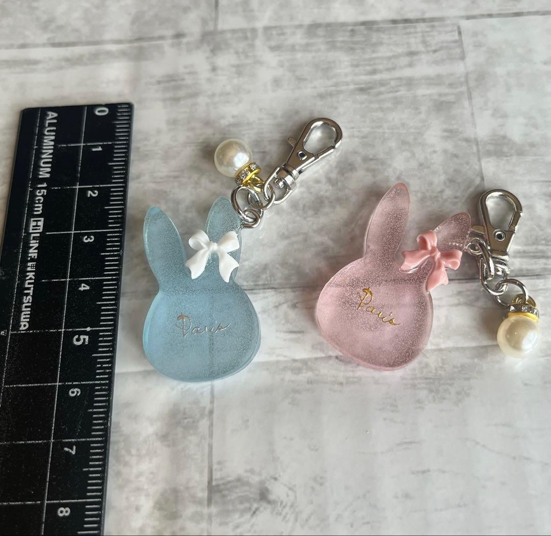 チャーム　キーホルダー　シャカシャカキーホルダー　シェイカー　レジン　うさぎ
